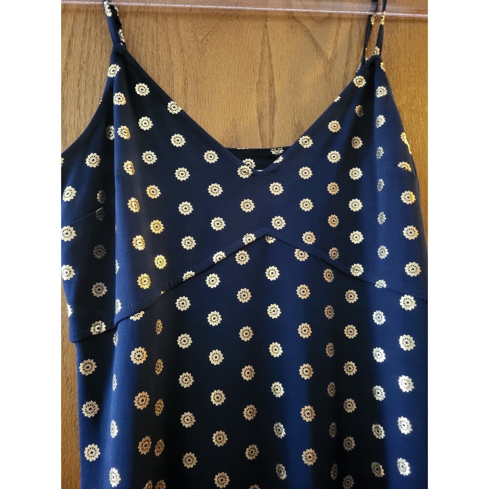 Michael Kors Women's Navy Foil Gold Medallion Slip Maxi Party Dress Small EUC - Picture 6 of 8